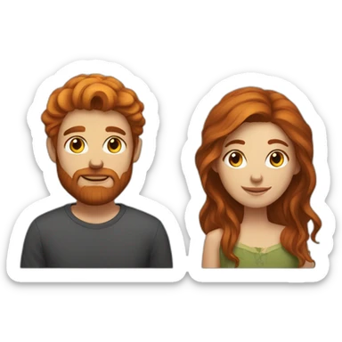 Bearded black-haired man and long haired ginger girlfriend  sticker