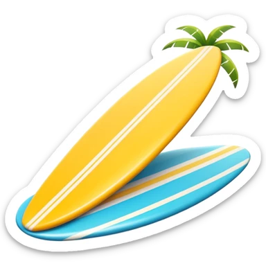 surfboard icon, tropical surfboard, glossy texture, bright colors, cute mobile game icon style, 3D cartoon, soft shadows, clean background, no text, no watermark sticker