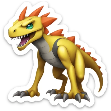  Cool Edgy Digimon-Fakemon-Rex-Saurus with edgy markings full body sticker