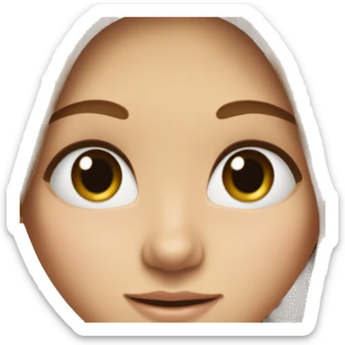 A girl with brown long straight hair thats parted in the middle, she’s light skinned and she has long eyelashes and blue eyes. Her nose is small and her lips are pretty. sticker