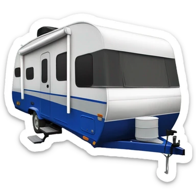 Realistic cobalt blue camping travel trailer isolated.  sticker