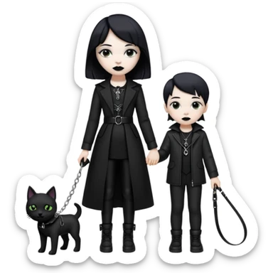 Fille Gothique qui tien un garçon en laisse sticker