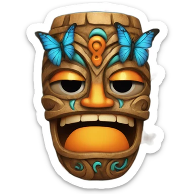 Tiki with colors blue and orange-butterfly-tornado-fun-love-eyelasch sticker