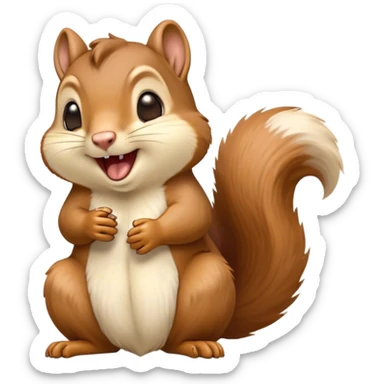Cinematic Cute Yawning Squirrel Portrait Emoji, Head tilted slightly with a dramatic, wide-open yawn, showcasing a soft, downy auburn Fur with a fluffy tail and delicate cream accents, round eyes barely open in drowsy contentment, Simplified yet irresistibly adorable features, highly detailed, glowing with a soft, cozy glow, high shine, relaxed yet expressive, stylized with a touch of woodland charm, bright and endearing, soft glowing outline, capturing the essence of a sleepy yet affectionate squirrel, so drowsy it feels like it could scamper out of the screen and curl up for a nap! sticker