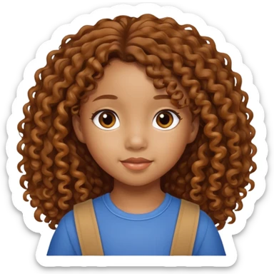 5 year old blasian girl with long brown curly hair sticker