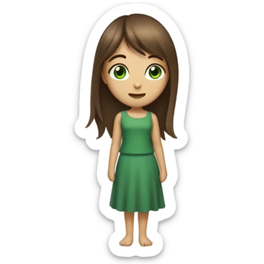 Woman Long brown hair with bangs and green Eyes - in a cute pose sticker