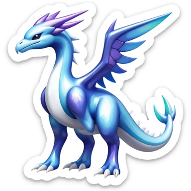 Shiny modern lugia-dialga-suicune-hybrid, marbled glass markings, full body sticker