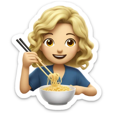 Girl eat noodles sticker