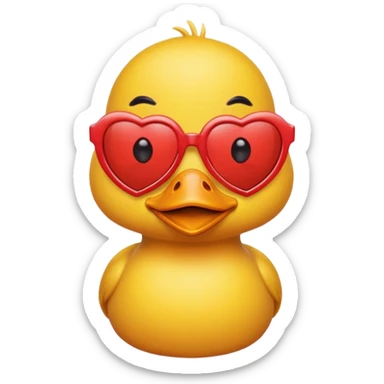 Make a frame emoji and inside it is a duck wearing red heart sunnies and the background is sky or anything blue sticker