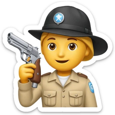As un emoji blanco con una gorra y una garrafón un pistola y que tenga acepto gánster sticker