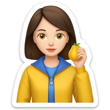 brunette woman with yellow dutch clothing sticker