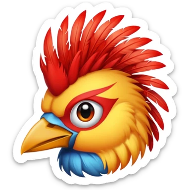 bird with piercings  and mohawk single vibrant colour  sticker