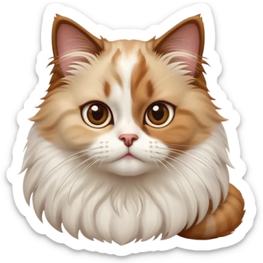 cinematic-adorable-big-eyed-fluffy-white brown-ragdoll-cat-portrait-emoji,-head-tilted-playfully-with-a-sweet-expression,-fluffy-white brown-fur,-simplified-yet-irresistibly-cute-features-with-large,-expression, solid ginger persian cat, chest vicible sticker
