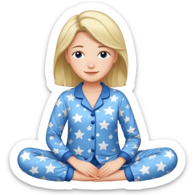  "type": "human",
      "look": "woman in star-print pyjamas, soft blue set, sleepy smile", sticker