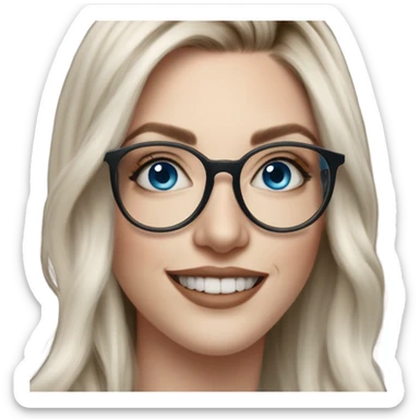 Hyper Realistic Balayage pale beautiful tattooed woman with glasses and blue eyes happy  sticker