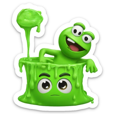 Smile emoji getting filled with slime by Pepe the Frog. sticker
