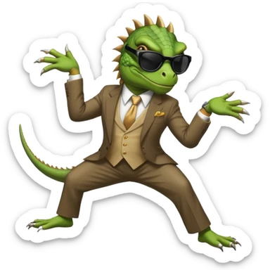 capitalist iguana banker godfather with black sunglasses breakdance sticker