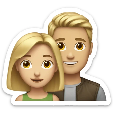 light brown hair girl and blonde guy with short hair sticker
