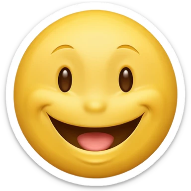 classic yellow smiley face emoji, showing laughter and joy, high quality, smooth shading, bright colors, clean background sticker