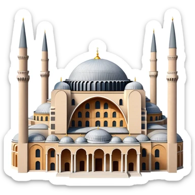 Cinematic Realistic Hagia Sophia Landmark Emoji, depicted with the majestic historic architecture rendered with intricate detail and dramatic, timeless lighting. sticker