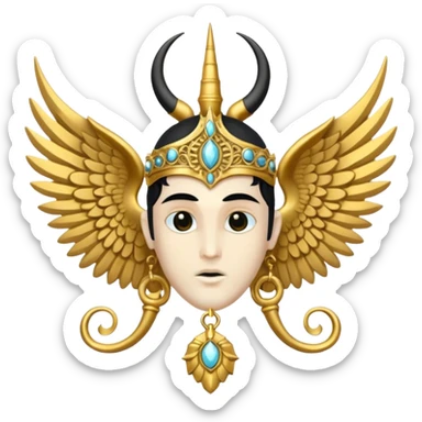 holy saint emblem with black wings with horn sticker