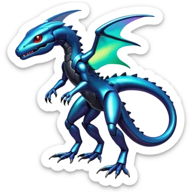 Shiny Iridescent Genesect-Helioptile-Salandit-Fakémon-hybrid-creature (full body)  sticker