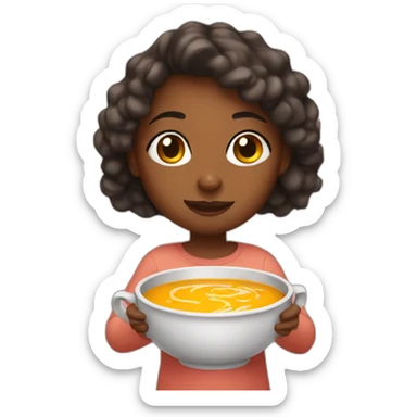 girl with soup sticker
