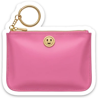pink stoney clover lane rectangle pouch with shiny gold hardware and a circle zipper puller in sticker
