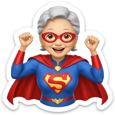 Laughing crazily elderly Chinese superwoman sticker