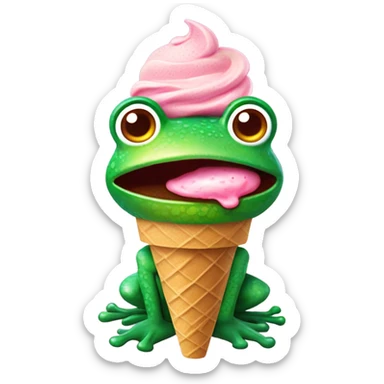 Frog eating ice cream  sticker