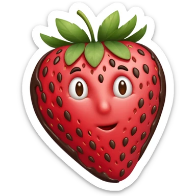 strawberry halfway covered in chocolate sticker