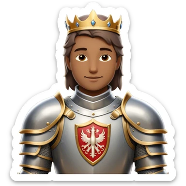Clash of Clans aesthetic: Beautiful and Majestic Knight Portrait Emoji, Rendered in serene valor with a gentle, confident smile and regal bearing, showcasing a refined, elegantly armored form with polished heraldic accents and softly closed eyes in natural skin tone, Simplified yet exquisitely endearing features, highly detailed, glowing with a soft, majestic light, high shine, calm and heroic, stylized with an air of timeless chivalric grace, soft glowing outline, capturing the essence of a majestic knight whose noble spirit inspires epic quests! sticker