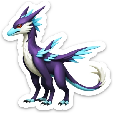 Colorful scaly flurry black dark shiny bioluminescent translucent luminescent neon pastel bright pale Latias-Sergal-Vernid-Silvally-Renamon-Zeraora-Bastet-Fakémon-hybrid-fusion-creature, full body sticker