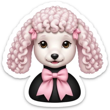 White poodle wearing light pink coquette bows  sticker