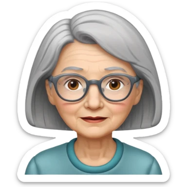 elderly woman with glasses sticker
