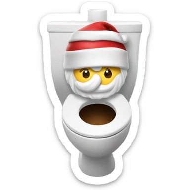 santa poking head out of toilet bowl sticker
