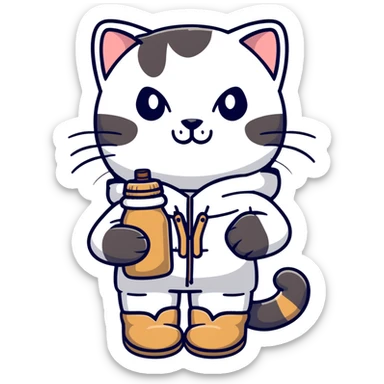 Baddie cat with stanley bottle and ug’s sticker