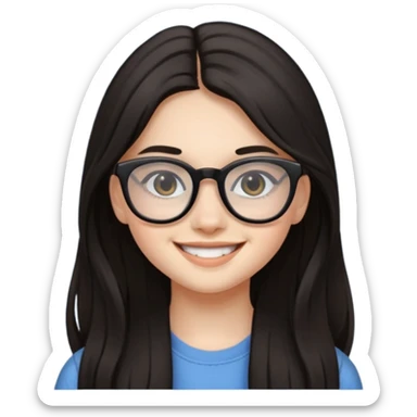 ragazzina di 16 anni mora capelli lunghi con occhiali neri sticker