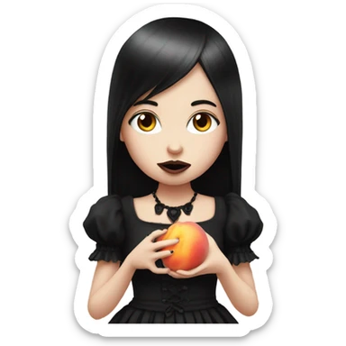 goth girl eating a peach crazily  sticker