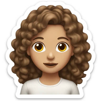  girl with long curly 3A brown hair with brown eyes sticker