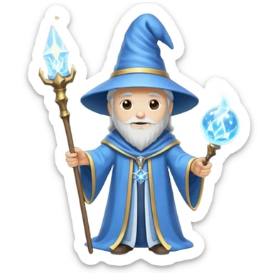 Stickman dressed as a wizard holding a staff that is glowing with magic sticker