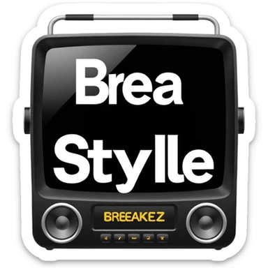 un gif texte qui défile  "BREAKSTYLEZ TV"  change de couleur sur fond noir sur le theme dj sticker