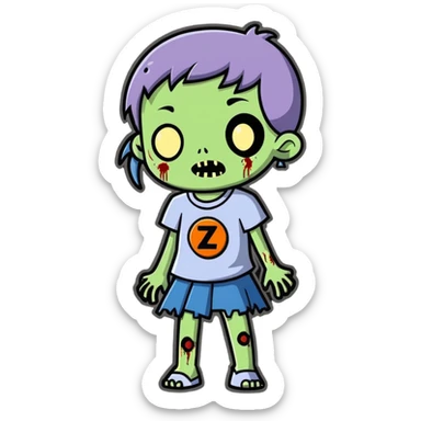 Zombie girl, cartoonish style sticker