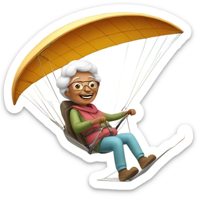 Grandma hang gliding in a desert  sticker