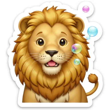  lion blowing bubbles sticker