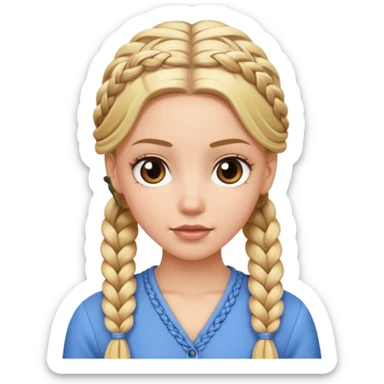 white girl with braided blonde hair  sticker