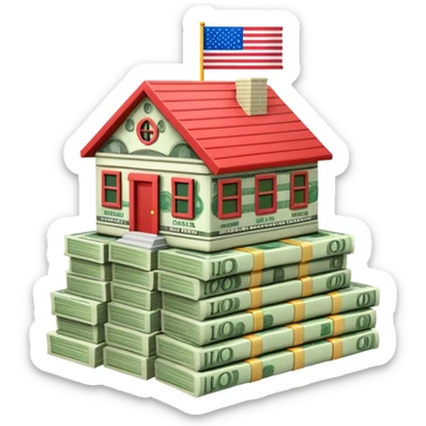 usa flag money house sticker