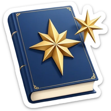 A navy blue productivity book with gold details, chart with upward trend aura, radiating productivity, strategy, and success in motion- sticker