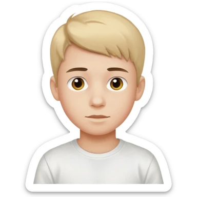 Crea un emoji a mezzo busto come ti ho già chiesto però di un ragazzo sulla 20ina ma che sembri più giovane, vestito da ragazzo sticker