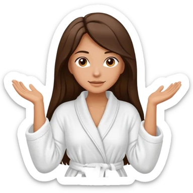 long brunette hair tan skin exfoliating face skincare bathrobe sticker